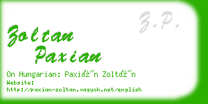 zoltan paxian business card